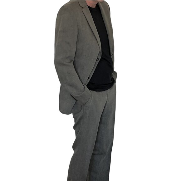 FUTURO Men single breasted two buttons single vented suit slim fit GREY Business